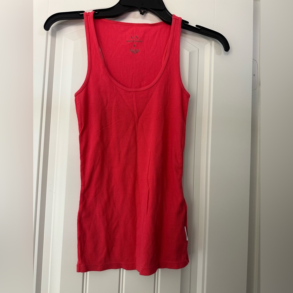 Armani Exchange Red Fitted Sleeveless Tank Top